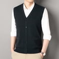 thumbnail image 6 of Abomasnow Men's Big and Tall Sweater Vest Button Down Sleeveless Classic V-Neck Vest Work Office Business Casual Soft Cardigan Vest with Pockets M-4XL, 6 of 7