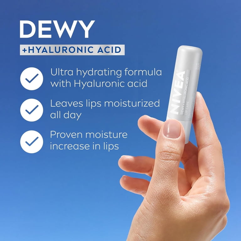 NIVEA, Dewy Lip Balm, with Hyaluronic Acid, 0.18 oz, 4 pack