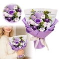 thumbnail image 2 of Hand Knitted Heart Rose Bouquet - Purple & White Crochet Flower Bouquet for Home Decor, Romantic Gift, Wedding, Valentine's Day (35x25cm), 2 of 6