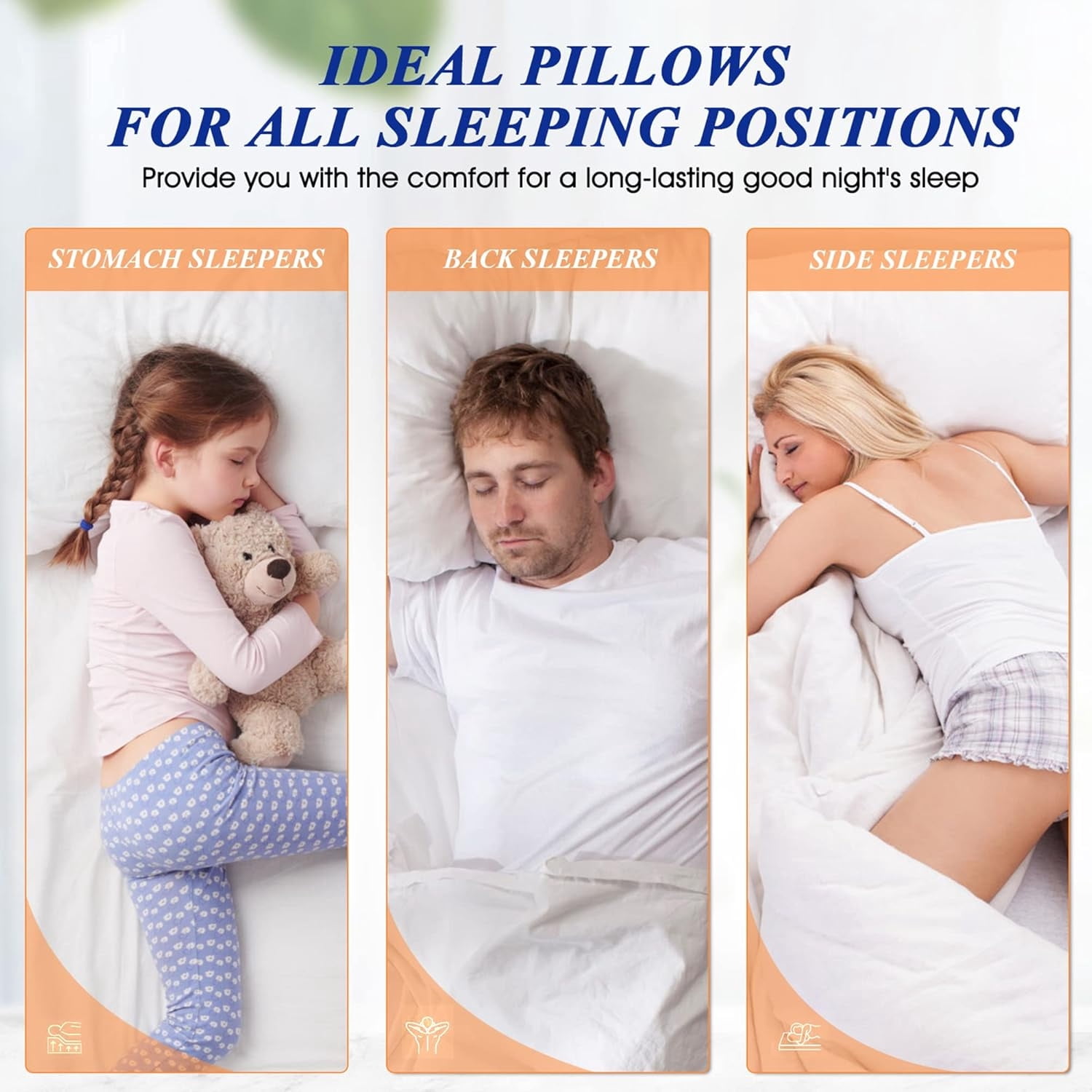 Supportive Firm Bed Pillows for Sleeping- King Size, Set of 2, Cooling Hotel Quality with Premium Soft Down Alternative Fill for Back, Stomach or Side Sleepers, 20''x34''