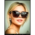 thumbnail image 3 of Womens Oversized Cat Eye Chic Metal Arm Plastic Sunglasses Clear - Black, 3 of 9