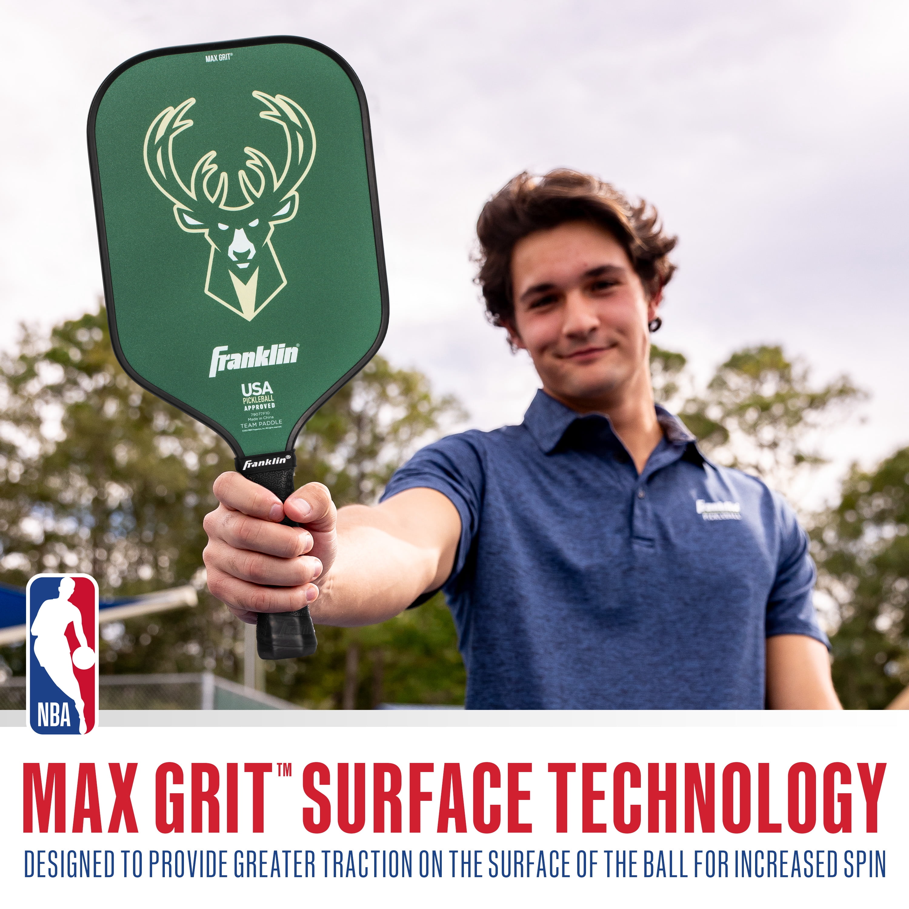 Franklin Sports NBA Milwaukee Bucks Pickleball Paddle - Official NBA Team Pickleball Paddles - USAP (USAPA) Approved Premium Quality Pickleball Paddles - Authentic Team Logos + Colors
