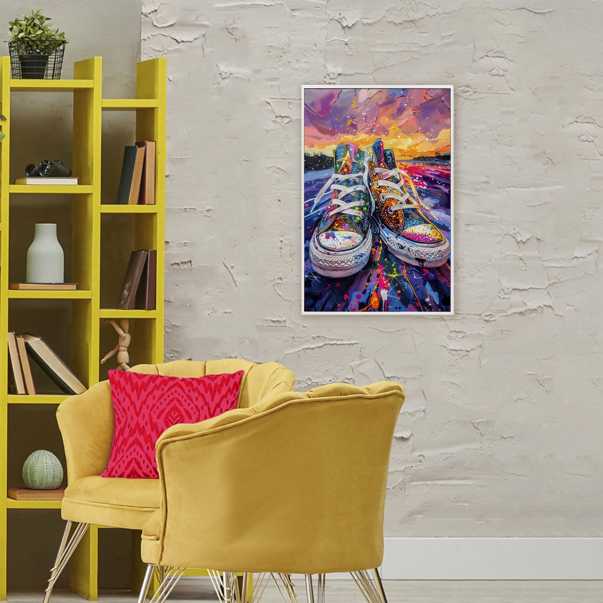 Stupell Industries Vibrant Sneakers at Sunset White Framed Giclee Art, design by Creative Studio