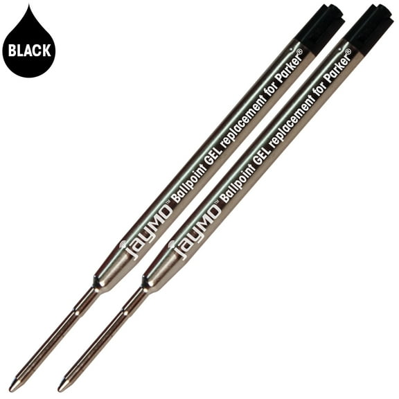 Jaymo Replacement for Parker 30525PP - Measures 3.875 in / 98 mm Long - G2 Gel Ballpoint Pen Refill - 2 Black