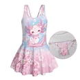 thumbnail image 6 of Uourmeti Kawaii Axolotl & Cherry Blossom Skirted One-Piece Swimsuit for Girls - Quick Dry Stretch Swim Dress for Beach & Pool, 3-13 Years, 6 of 8