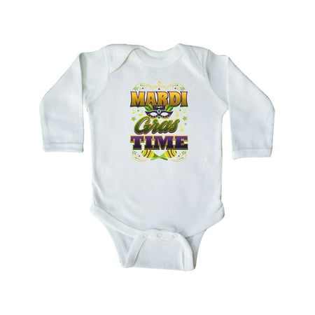 

Inktastic Mardi Gras Time Mask Beads Gift Baby Boy or Baby Girl Long Sleeve Bodysuit