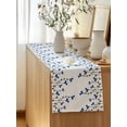 thumbnail image 5 of Table Runner 36 Inches Long for Kitchen Dining, Blue Flowers Dresser Scarf Farmhouse, Dining Table Decorations for Wedding/Parties, Spring Modern Simple Botanical Floral Plants 13 x 36 In, 5 of 8