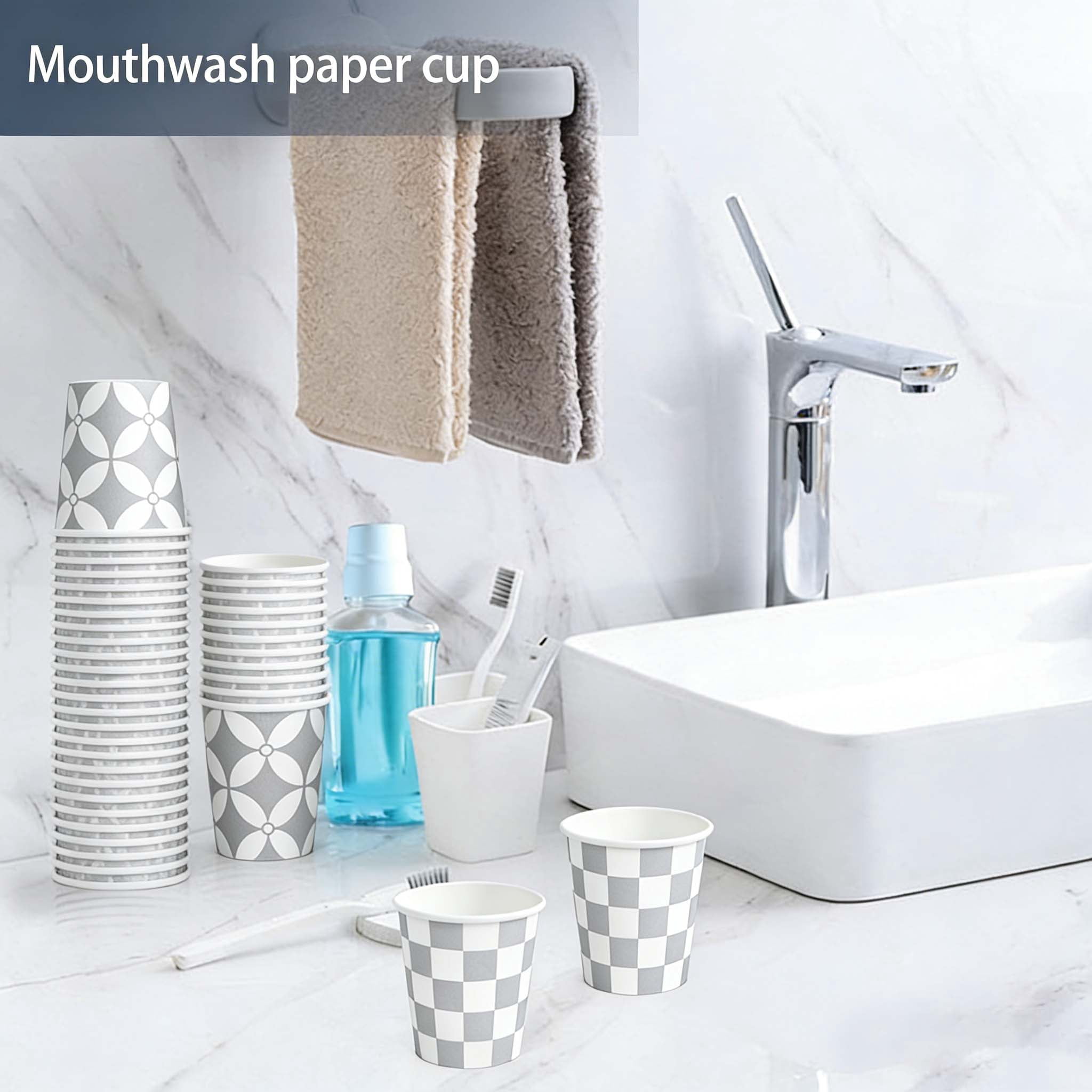Lamosi Disposable Paper Cups Gray Small 5 oz Cups, 300 Count