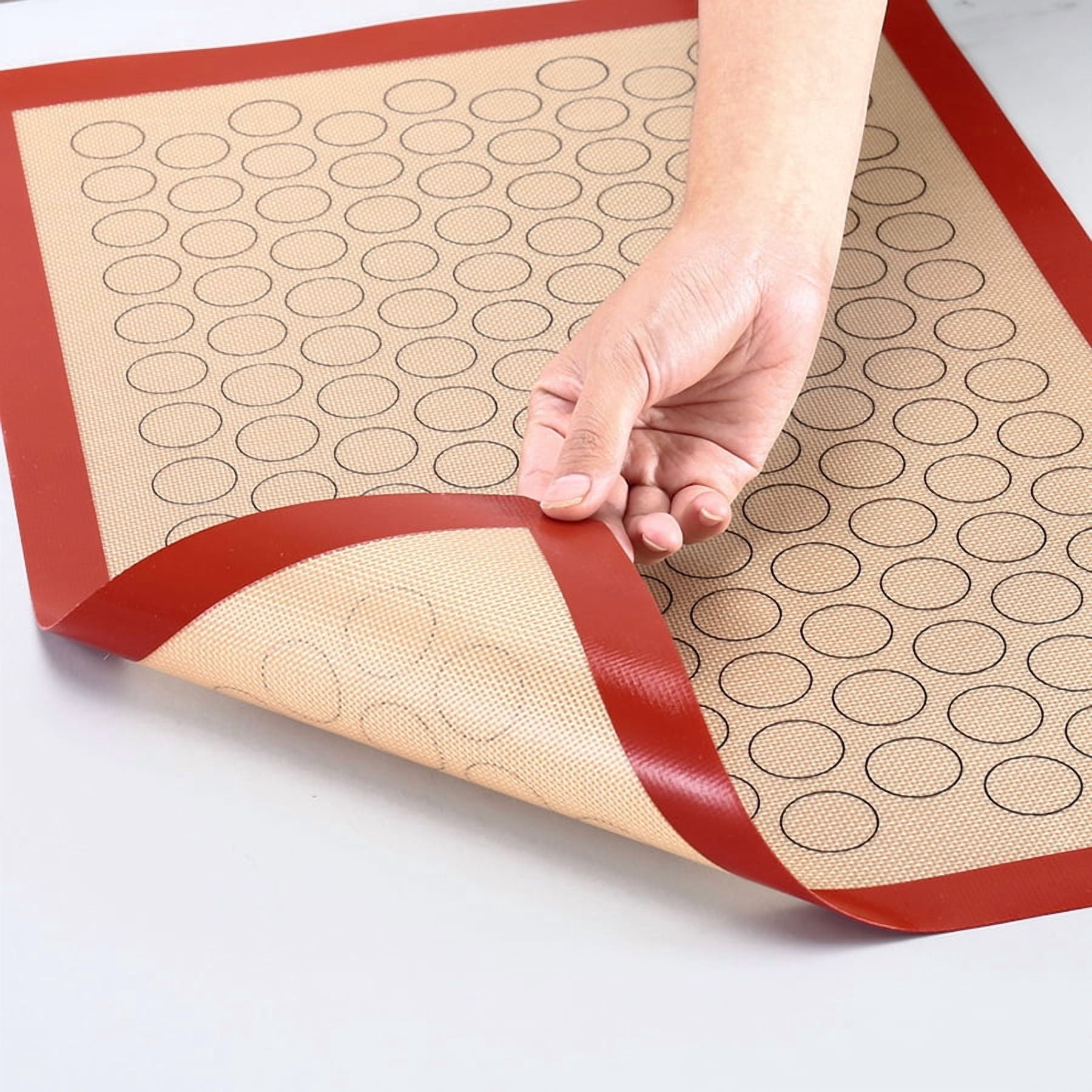Large Silicone Baking Mat with Measurements, Non-Stick Reusable Pastry Rolling Sheet for Macarons, Cookies, and Dough, Heat Resistant Oven Liner, 2-Pack