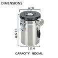 thumbnail image 2 of Coffee Canister, Large Capacity Coffee Storage Container and Organizer w/Stainless Steel Scoop, Date Tracker & Co2-Release Valve, Essential Coffee Accessories, Steel - 1.8L, 2 of 6