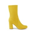 thumbnail image 3 of BLISSFUL STEP Women's Boots Faux Suede Rounded Toe Block Heel Foldable Ankle Boots Yellow 7.5, 3 of 7