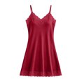 thumbnail image 4 of ZyeKqe Womens Nightgown Lace Spaghetti Strap Sleeveless V Neck Lightweight Loungewear Sleep Shirts Mini Dress, 4 of 7