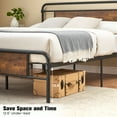 thumbnail image 4 of Bed Frame, Metal Platform Bed with Ample Storage Space Metal Slat Support Bed Frame with Wood Headboard No Box Spring Needed No Friction Noise, 4 of 8