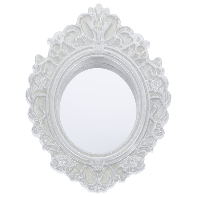 FRCOLOR mini simulated mirrors Silver Resin Mini Mirror for Decor Compact Size Bright Color Smooth Surface 1 Piece,2.95"X2.17"X0.28"