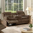 thumbnail image 2 of Roundhill Furniture Ardello Manual Reclining Sofa with Wide-Wale Corduroy Upholstery and Built-In Power Center, Chocolate, 2 of 12