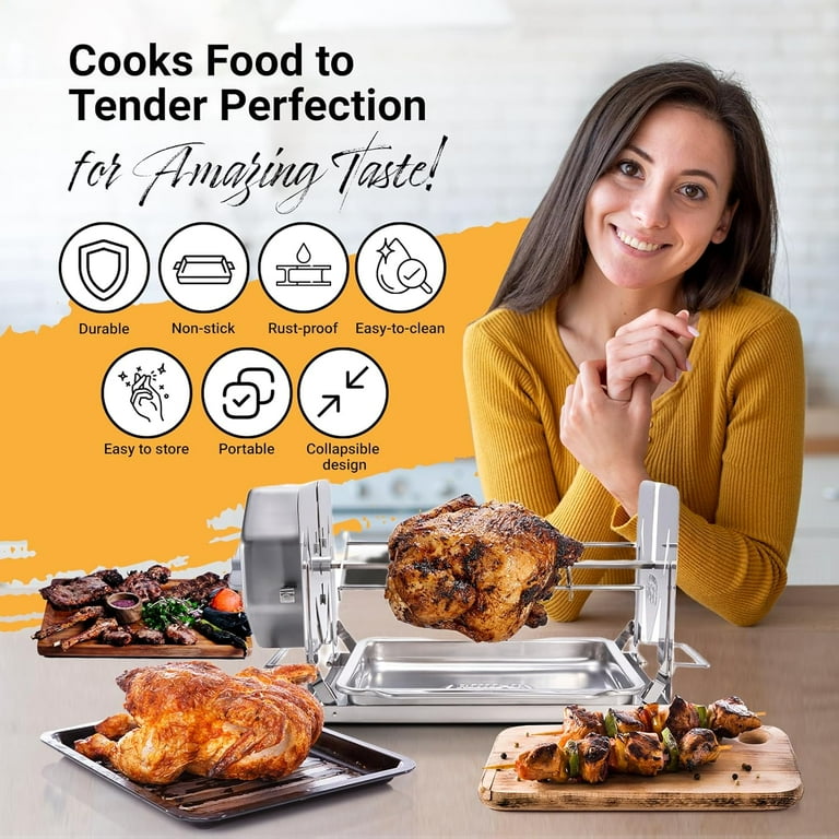 ROTO-Q 360 Cordless Stainless Steel Rotisserie Kit - Non-Electric