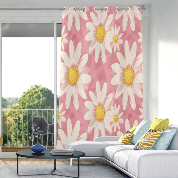 Floral Daisy Blackout Curtains 84"x52" Thermal Insulated Curtain 1 Panel