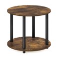 thumbnail image 5 of Furinno Turn-N-Tube Toolless Assembly Round Coffee Table, 2-Tier Rustic Oak Coffee Table with Open Shelf, Side Table, for Living Room, Bedroom, Home Office, Amber Oak, 5 of 5