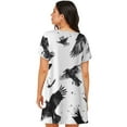 thumbnail image 2 of Bixox Monochrome Flying Ravens Pattern Women's Nightgown, Soft & Breathable Sleepwear, Round Neck Knee-Length Pajama Dress,Loungewear for Home & Sleep, 2 of 7