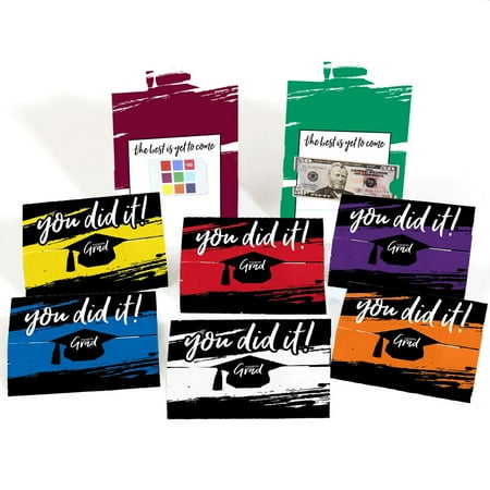 Color Card Best is Yet to Come - Assorted Color Graduation Cards - Graduation Party Money And Gift Card Holders - Set of 8 ()