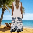 thumbnail image 4 of Summer Dresses for Women Crewneck Sleeveless Floral Printed Midi T Shirt Dress Casual Beach Holiday Boho Sundress S-2XL, 4 of 7