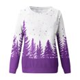 thumbnail image 7 of Women's Christmas Printed Round Neck Sweatshirt, Long Sleeve Casual Pullover Top, Raglan Sleeve Holiday Graphic Fall Winter Clothes,Purple,M, 7 of 7