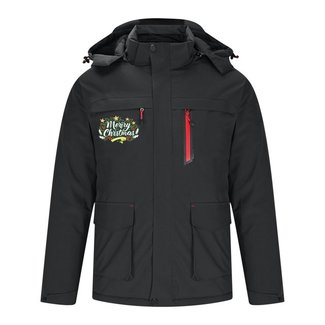 Puntoco Sudadera Con Capucha Informal Con Estampado Navideño Para Hombre Con Múltiples Bolsillos, Calefacción Inteligente De Control Único De Tres Distritos Y Una Chaqueta