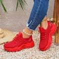 thumbnail image 4 of Women's Platform Running Shoes Breathable Lace Up Tennis Shoes Lightweight Non Slip Mesh Slip on Sneakers Red Size 9.5, 4 of 5
