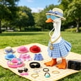 thumbnail image 3 of Yardvibe 16PC Desk Goose Outfits, 7 Inch Summer Mini Porch Goose Outfits Hats Sunglasses Swimming Ring Necklaces Dresses for Magnetic Geese Statue, Key Holder Table Decor (B), 3 of 9