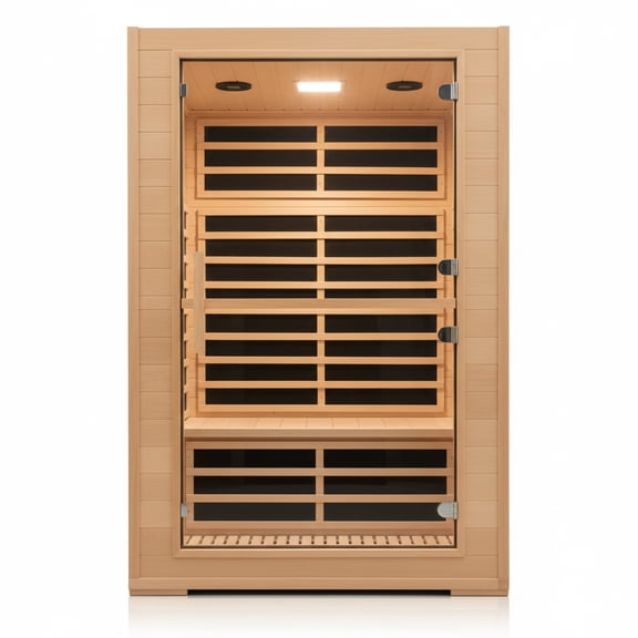 2-Person Far Infrared Sauna 1800W, Low EMF Canadian Hemlock Wood Home Spa