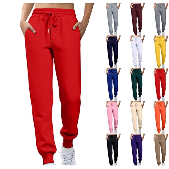 Cinch Bottom Sweatpants Womens Baggy High Waist Joggers with Pockets Workout Gym Sweat Pants Athletic Lounge Trousers