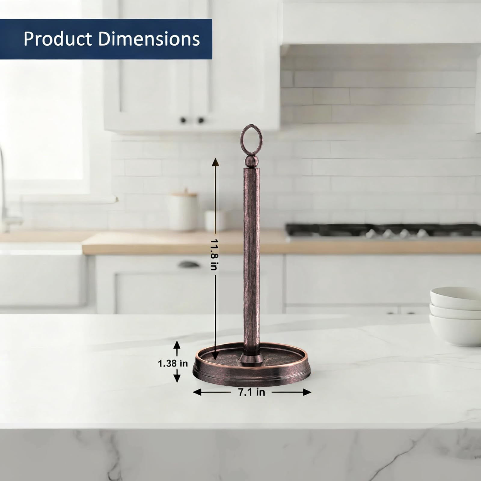 Paper Towel Holder Steel Countertop Black For Kitchen Countertops  Bars & Dining Tables Fits Standard Rolls Oil Rubbed Bronze