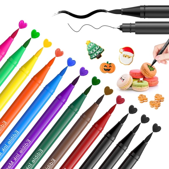 Bolígrafos Jewem para colorear alimentos, 12 unidades, doble punta, 0,5 mm, comestibles
