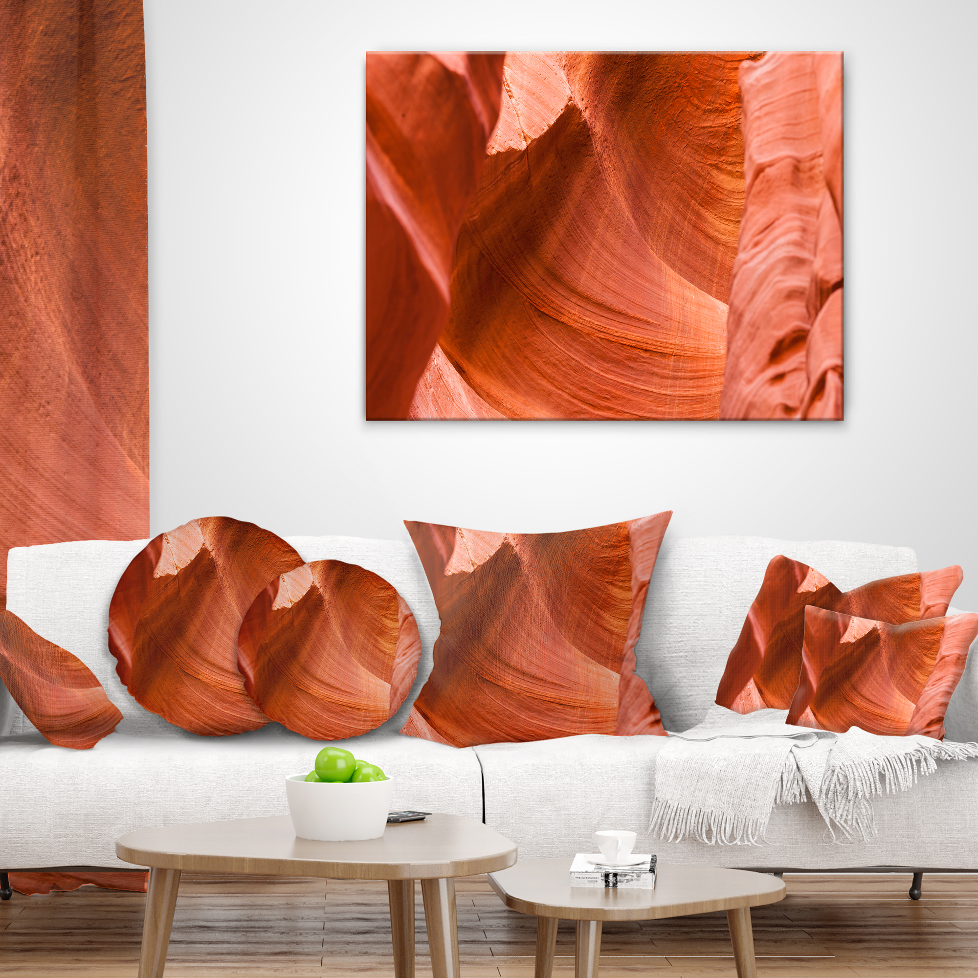Designart Antelope Canyon Details - Landscape Photo Throw Pillow - 18x18