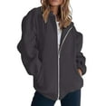 thumbnail image 2 of IMENGL Sweatshirt jacket long sleeve solid color, Gray 3XL, Size M-3XL, 2 of 8