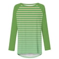 thumbnail image 4 of CLOISE Shirts for Women Plus Size Fall Trendy Striped Blouses Crew Neck Long Sleeve Raglan Tees Loose Color Block Tops Y2k Outfits Green 3XL, 4 of 5