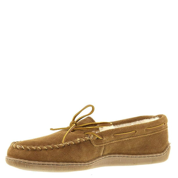Minnetonka Men s Sheepskin Hardsole Moccasin Slippers 12 W Tan Walmart