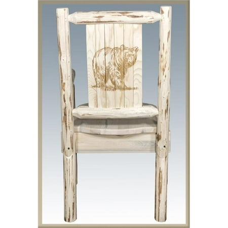 Laser Engraved Beer - Montana Woodworks Montana Collection Captain's Chair w/ Laser Engraved Bear Design, Ready to Finish