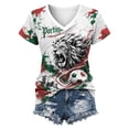 thumbnail image 4 of 2026 Soccer Game Women's Portugal Themed V Neck Short Sleeve T-Shirt, Red Green Color Block Graphic Fan Tee, Breathable Casual Sport Top, 4 of 4