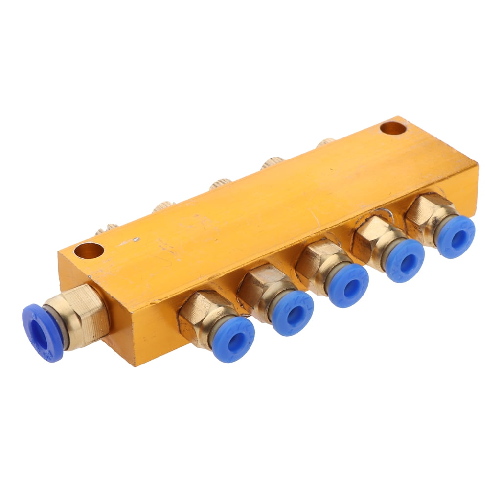 Brass 6 Ways Adjustable Oil Distributor Valve Manifold Block 6mm inlet 4mm out 