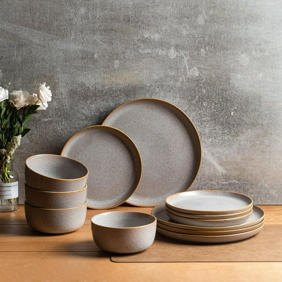 Home Trends Oat Speckle Grès 12 Pièces Table Set
