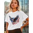 thumbnail image 6 of Women's T-Shirt Retro Bald Eagle US Flag Patriotic Short Sleeve Casual Tee Classic Crew Neck T Shirt for Women White, XS, 6 of 7