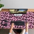 thumbnail image 4 of Long Mouse Pads for Desk,Pink and Black Of Leopard Print Desk Mats on Top Of Desks, Desk Mouse Pad Extra Large with 3mm Non-Slip Base and Stitched Edge for Gaming,Office,Work,Home 47.3"x23.6", 4 of 6