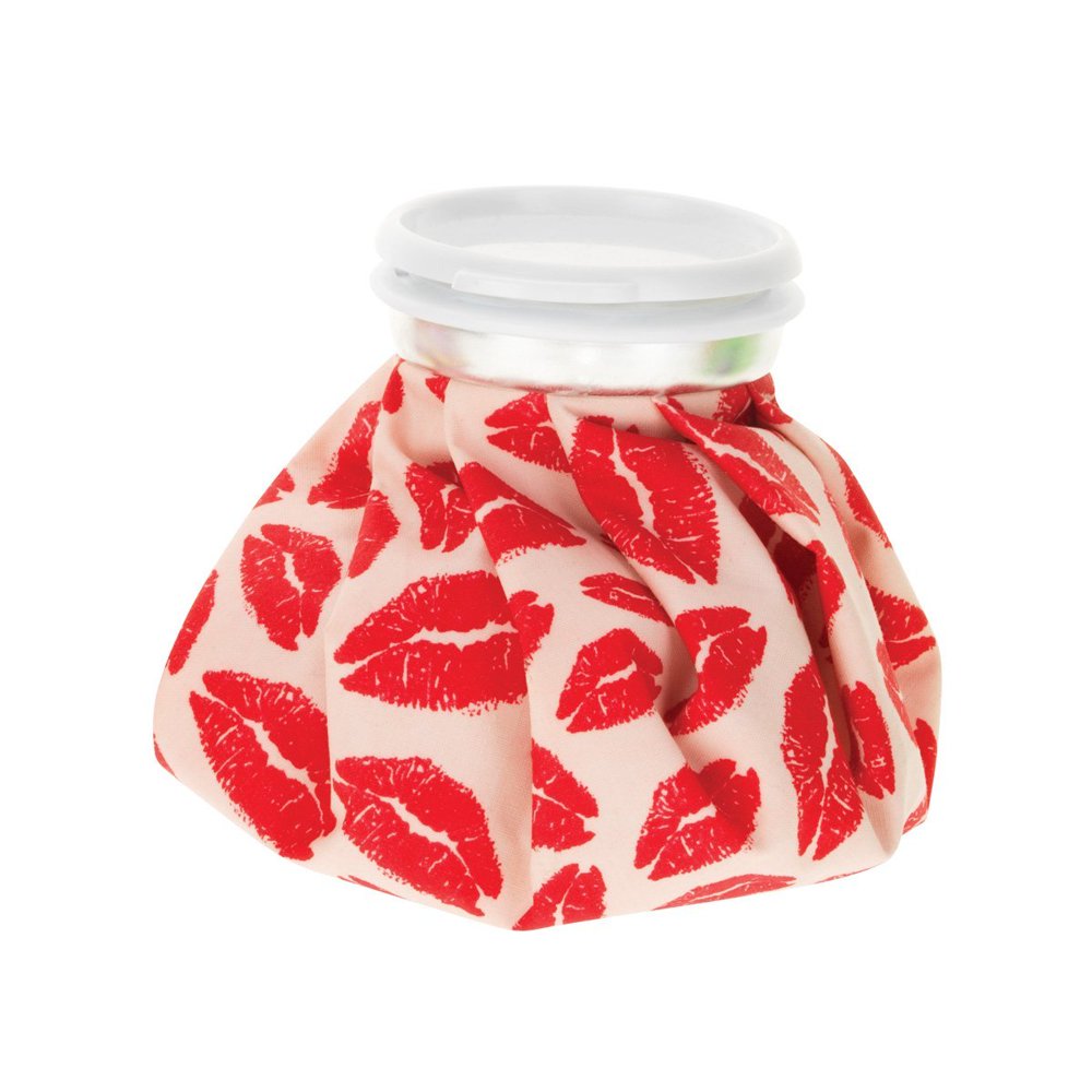 Cool Queen Ice Pack, Red Kisses, Retro pink ice pack printed with red