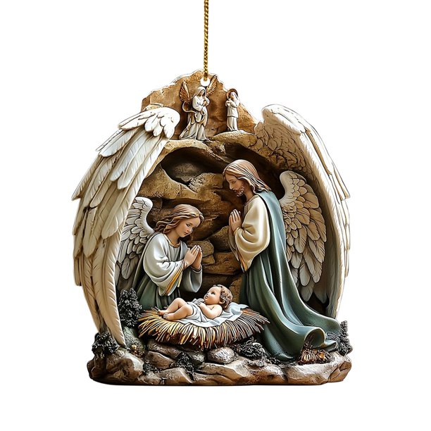 Hoy 2025 Adornos Navideños Adornos Escénicos El Nacimiento De La Escena Decoración Para Árbol De Navidad Colgante Acrílico 2D Adorno Festivo Y Resistente Para El Hogar