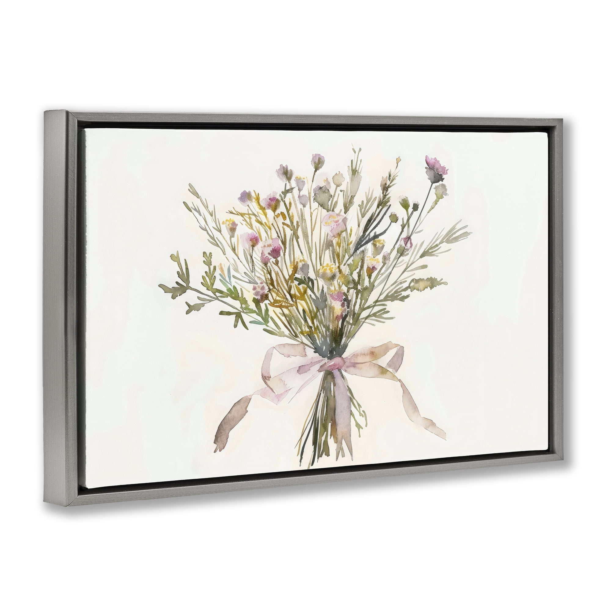 Stupell Industries Bouquet of Spring Wildflowers Gray Framed Floater Canvas Wall Art, design by Creative Studio