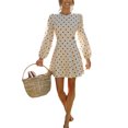 thumbnail image 3 of hirigin Women's Spring Autumn Short Dress Solid Color/Dot Print Long Sleeve O Neck Dress, 3 of 9