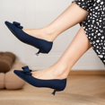 thumbnail image 2 of Zapatos de tacón de gatito AHZEHRSE para mujer, elegantes, con lazo de punto azul, 2 of 6
