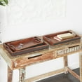 thumbnail image 2 of DecMode 18", 20", 16"W Brown Wood  Tray with Black Metal Handles, 3-Pieces, 2 of 8