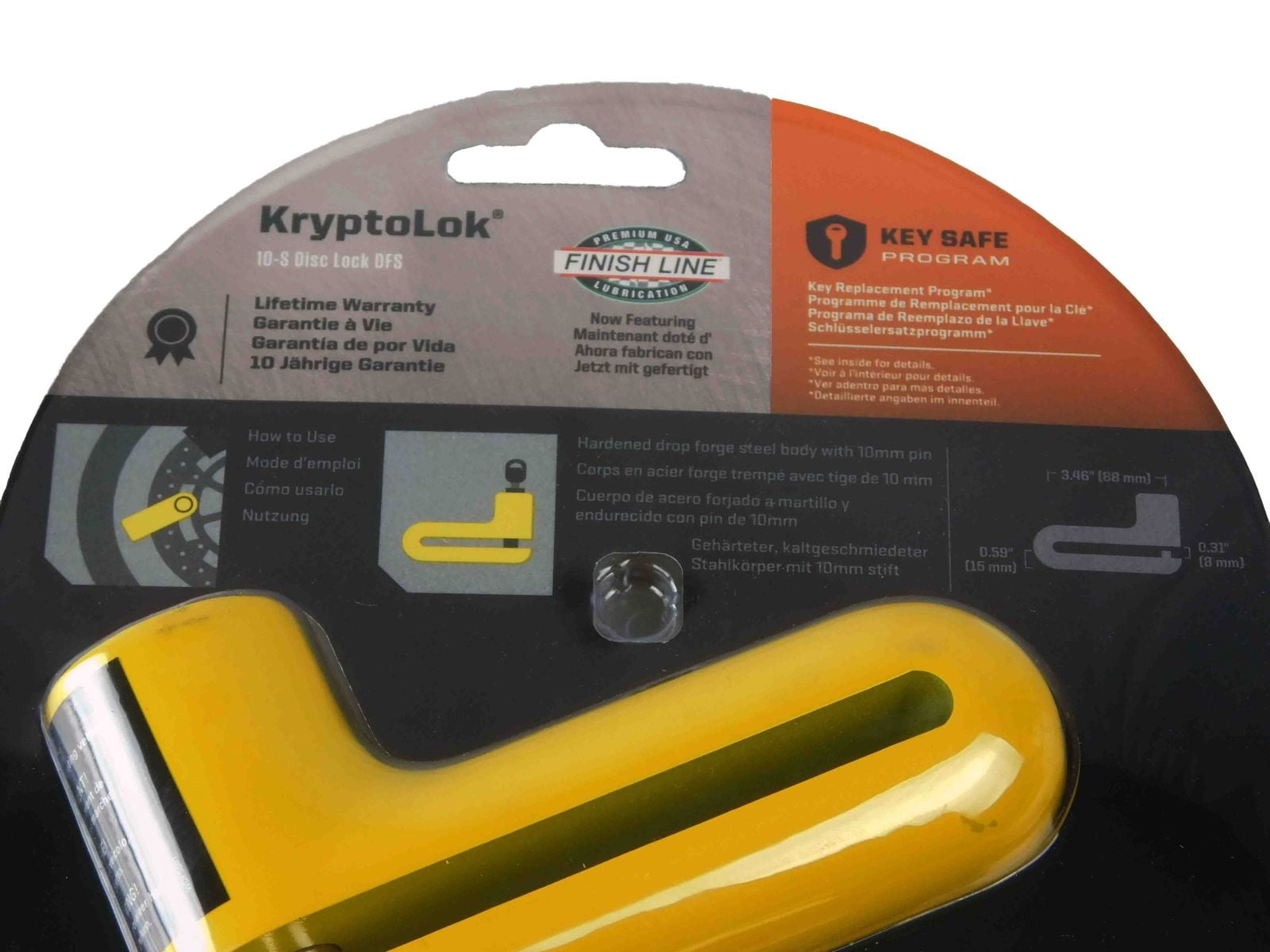 kryptonite kryptolok 10-s dfs bicycle security disc lock (yellow)